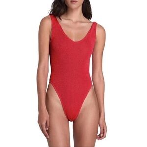 NWT BOUND BY BOND-EYE THE MARA RIBBED ONE-PIECE SWIMSUIT RED WOMEN'S OS